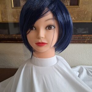 Blue Hair Mannequin Head for Styling